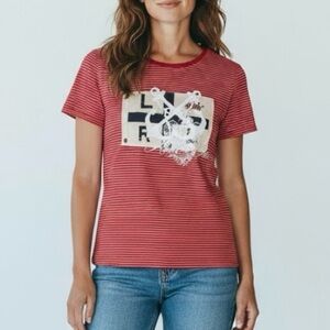 Lauren Ralph Lauren Striped Nautical Anchor Tee in Red Women’s Size Petite P